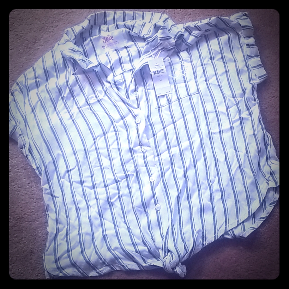 White Shirt with Blue Stripes